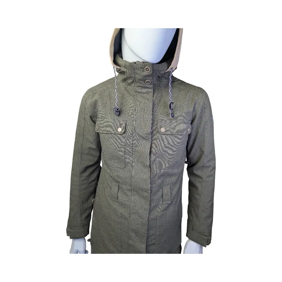 Ride Cappel Olive Green Snowboard Jacket w/ Zip-Stow Hood + Snowskirt, Small - Picture 3 of 13